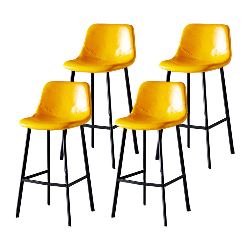 Industrial Leather Metal Counter Stools Low Back Bar Stools with Bucket Seat