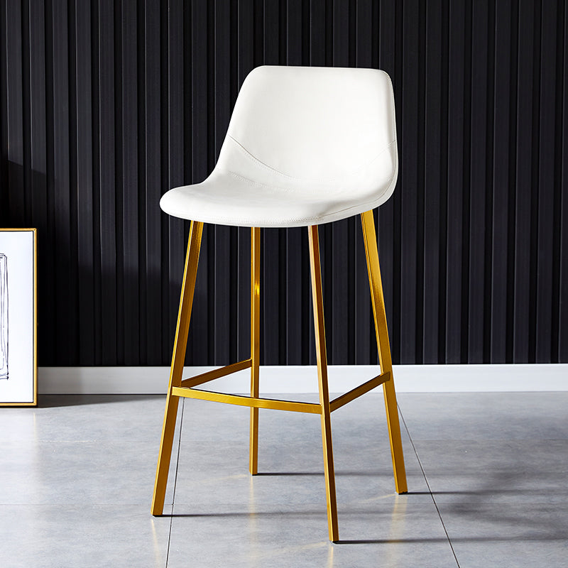 Industrial Leather Metal Counter Stools Low Back Bar Stools with Bucket Seat