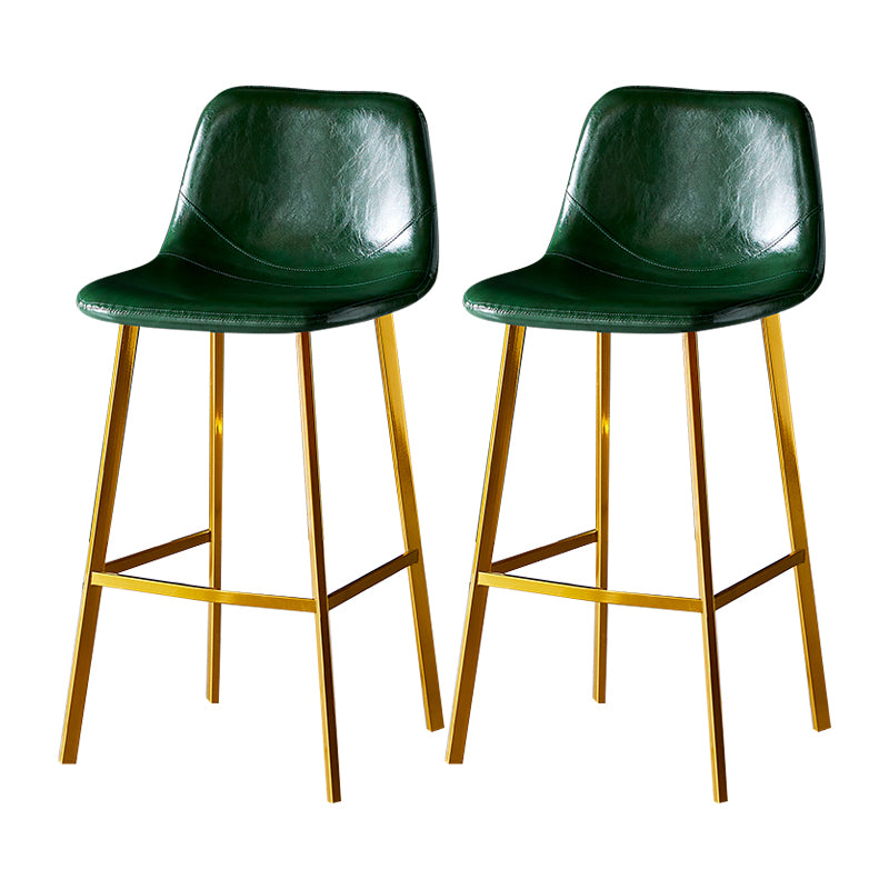Industrial Leather Metal Counter Stools Low Back Bar Stools with Bucket Seat