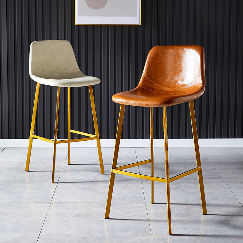 Industrial Leather Metal Counter Stools Low Back Bar Stools with Bucket Seat