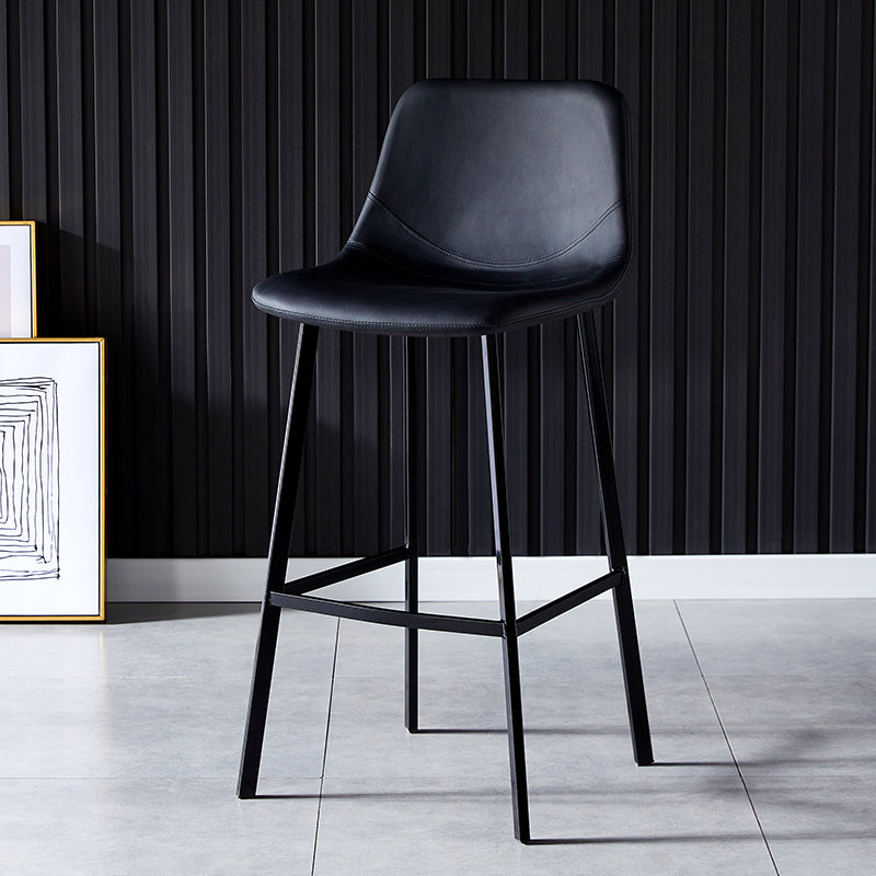 Industrial Leather Metal Counter Stools Low Back Bar Stools with Bucket Seat