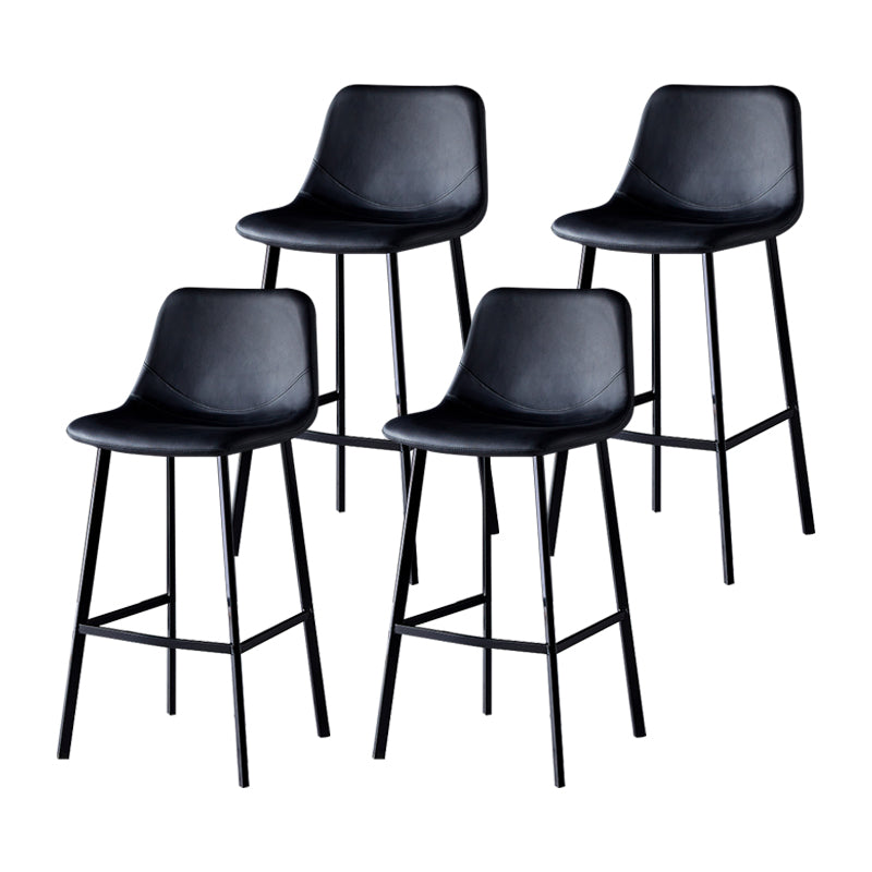 Industrial Leather Metal Counter Stools Low Back Bar Stools with Bucket Seat