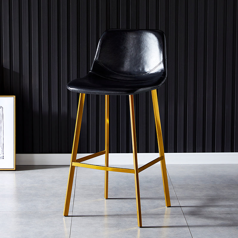 Industrial Leather Metal Counter Stools Low Back Bar Stools with Bucket Seat