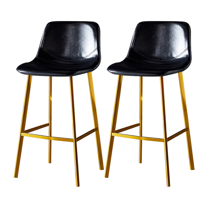 Industrial Leather Metal Counter Stools Low Back Bar Stools with Bucket Seat