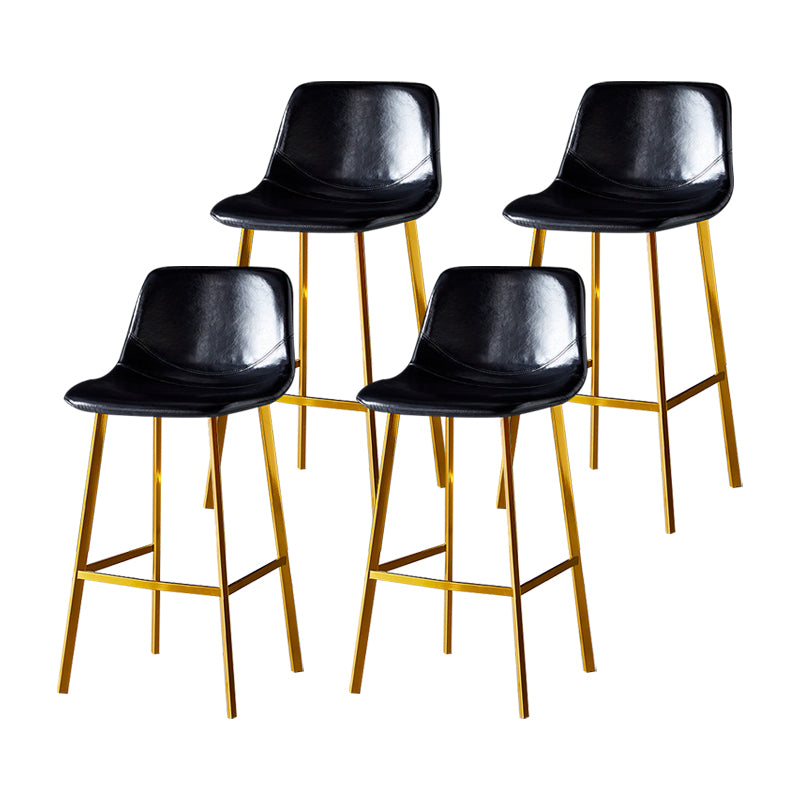 Industrial Leather Metal Counter Stools Low Back Bar Stools with Bucket Seat
