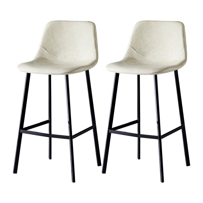Industrial Leather Metal Counter Stools Low Back Bar Stools with Bucket Seat