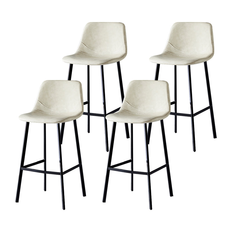 Industrial Leather Metal Counter Stools Low Back Bar Stools with Bucket Seat