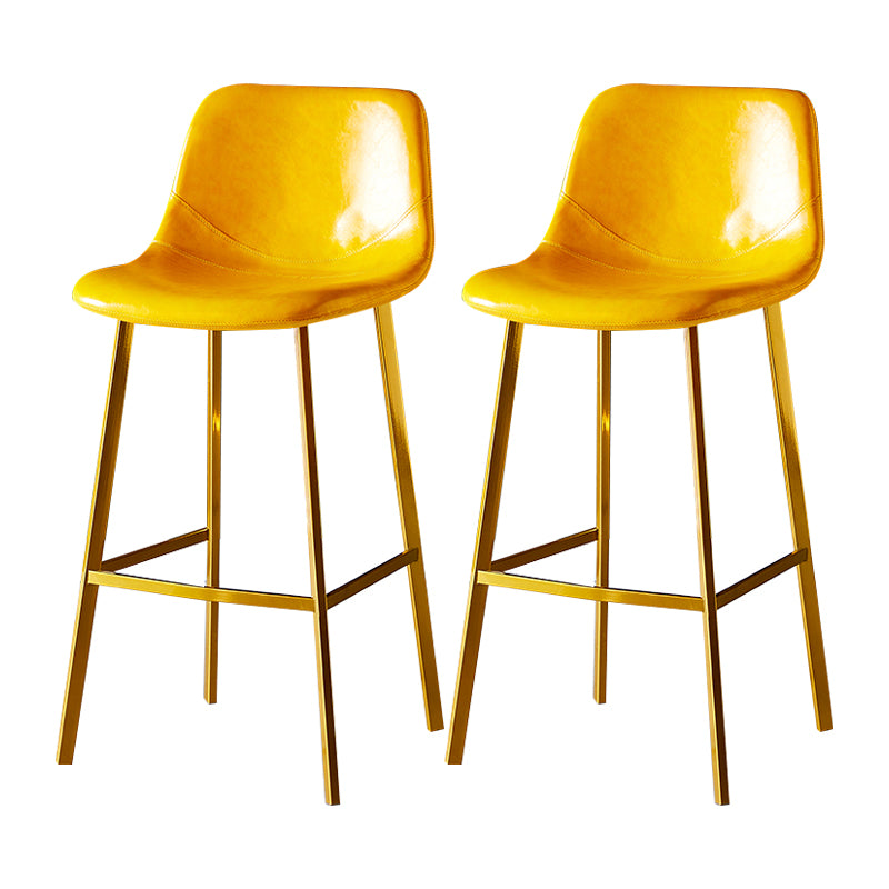 Industrial Leather Metal Counter Stools Low Back Bar Stools with Bucket Seat