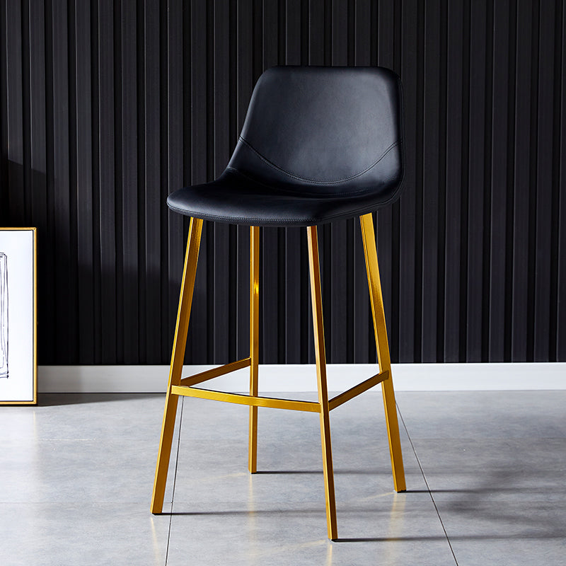 Industrial Leather Metal Counter Stools Low Back Bar Stools with Bucket Seat