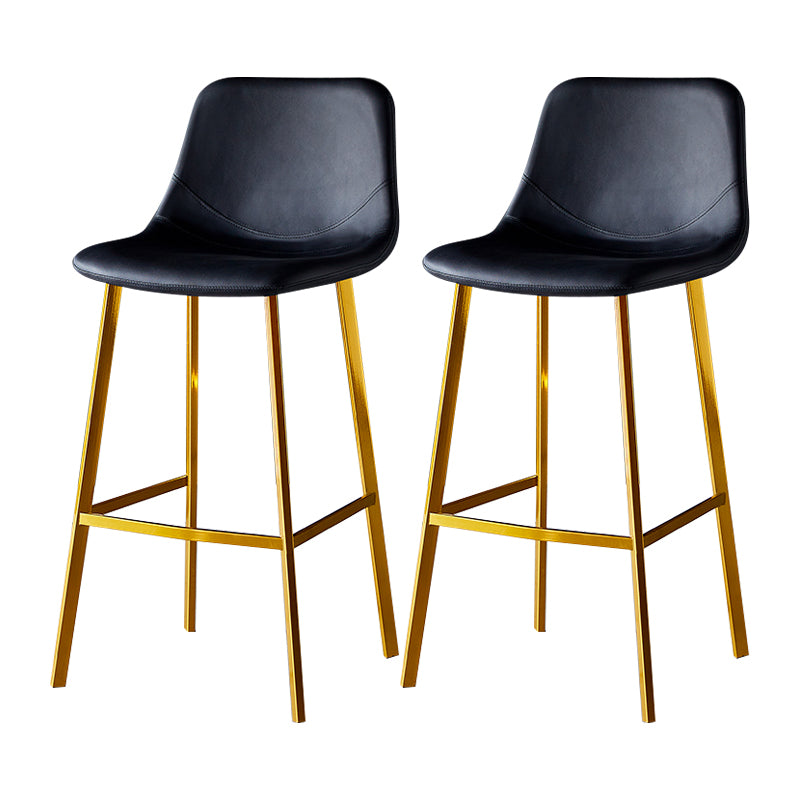 Industrial Leather Metal Counter Stools Low Back Bar Stools with Bucket Seat