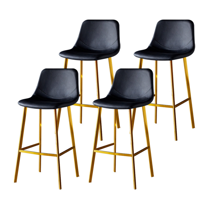 Industrial Leather Metal Counter Stools Low Back Bar Stools with Bucket Seat