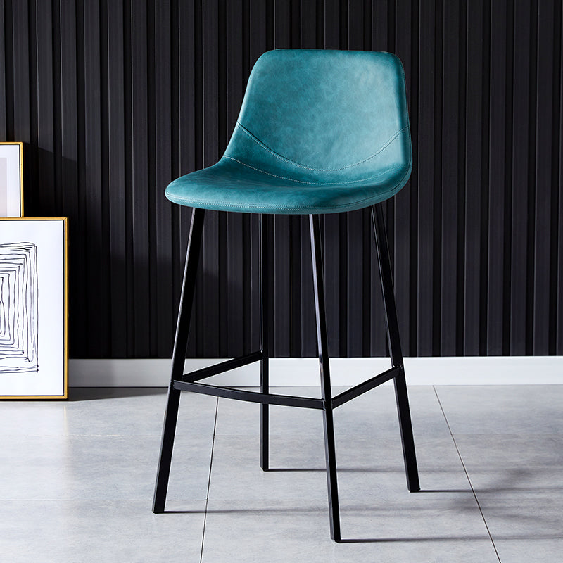 Industrial Leather Metal Counter Stools Low Back Bar Stools with Bucket Seat