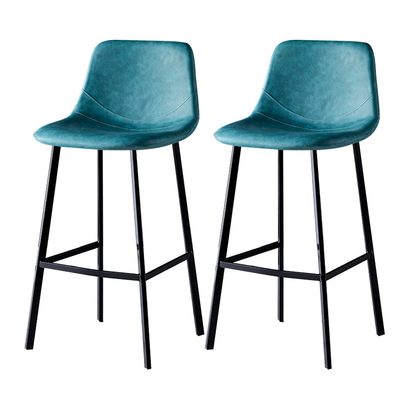 Industrial Leather Metal Counter Stools Low Back Bar Stools with Bucket Seat