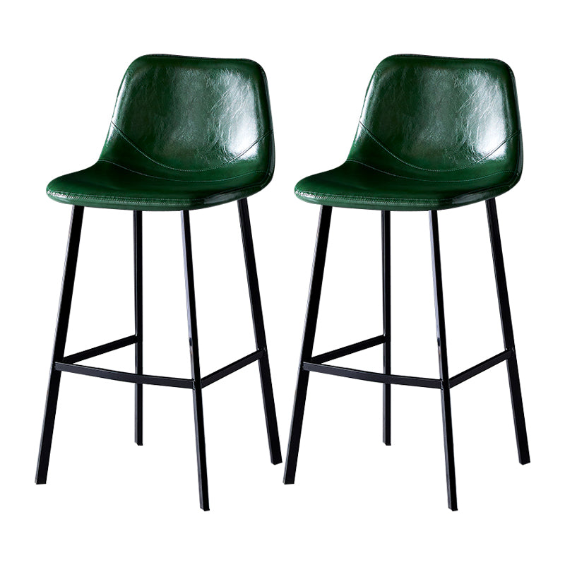 Industrial Leather Metal Counter Stools Low Back Bar Stools with Bucket Seat