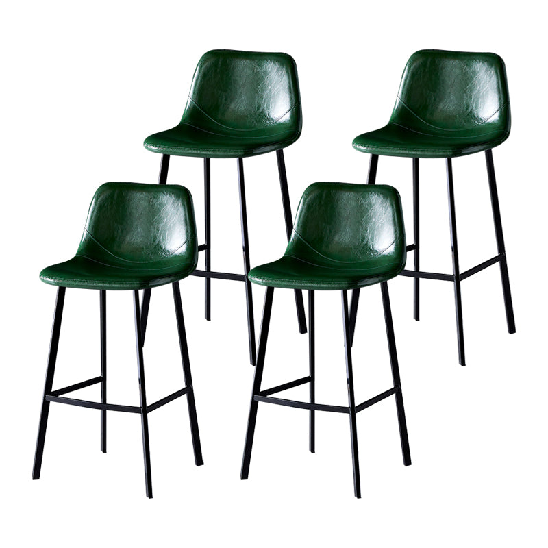 Industrial Leather Metal Counter Stools Low Back Bar Stools with Bucket Seat