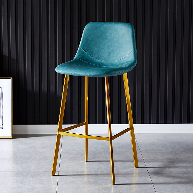 Industrial Leather Metal Counter Stools Low Back Bar Stools with Bucket Seat