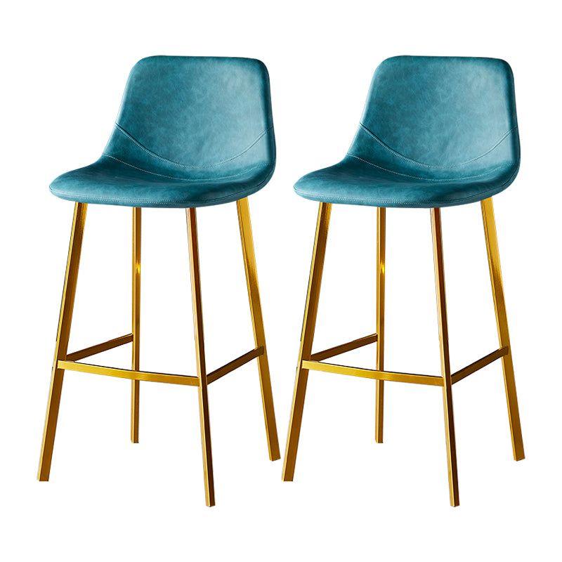 Industrial Leather Metal Counter Stools Low Back Bar Stools with Bucket Seat