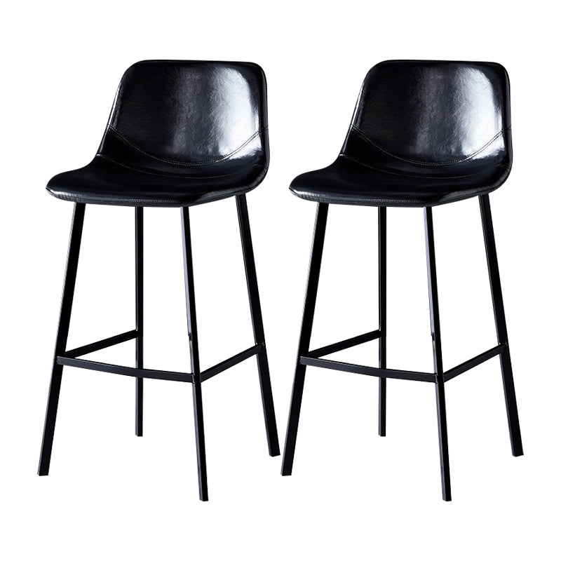 Industrial Leather Metal Counter Stools Low Back Bar Stools with Bucket Seat