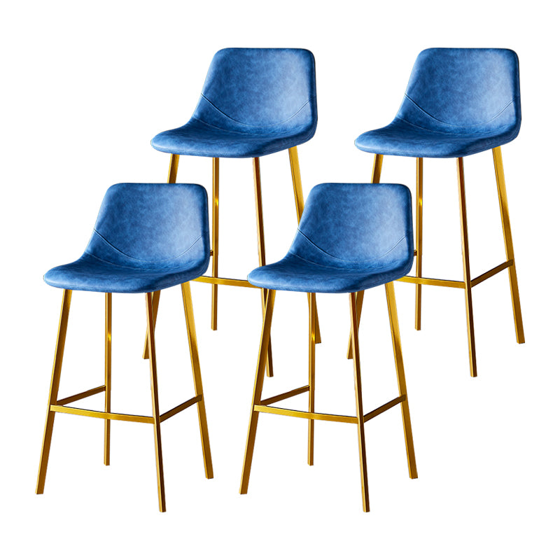 Industrial Leather Metal Counter Stools Low Back Bar Stools with Bucket Seat