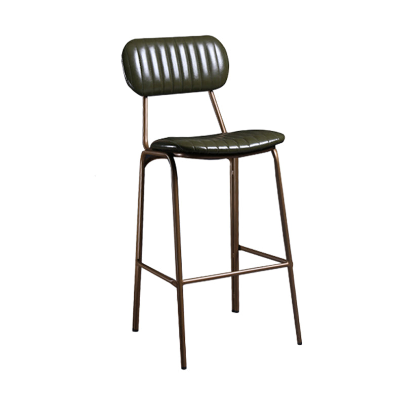 Industrial Leather Metal Counter Stools Low Back Bar Stools with 4 Legs