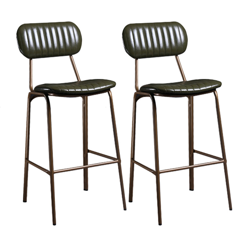 Industrial Leather Metal Counter Stools Low Back Bar Stools with 4 Legs