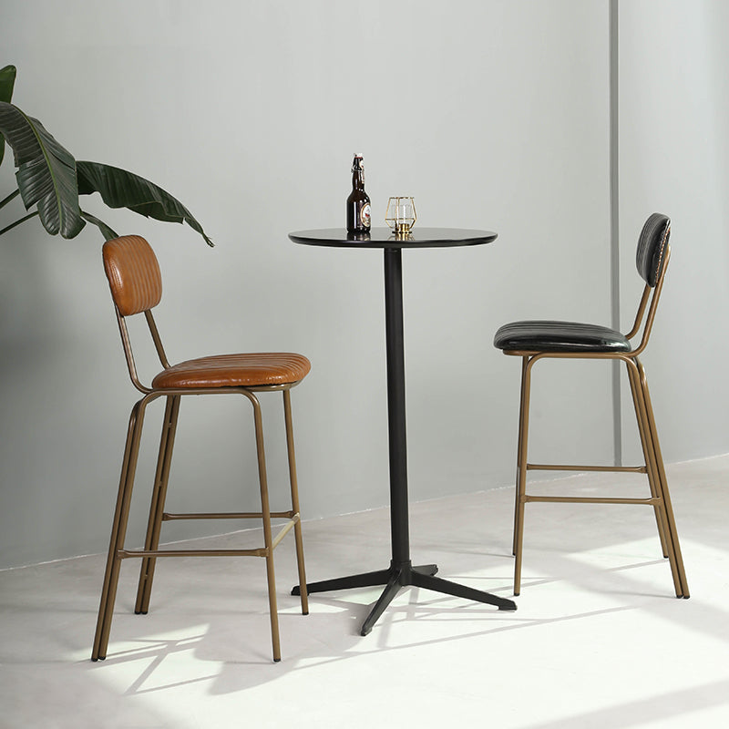 Industrial Leather Metal Counter Stools Low Back Bar Stools with 4 Legs