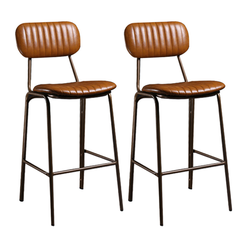Industrial Leather Metal Counter Stools Low Back Bar Stools with 4 Legs