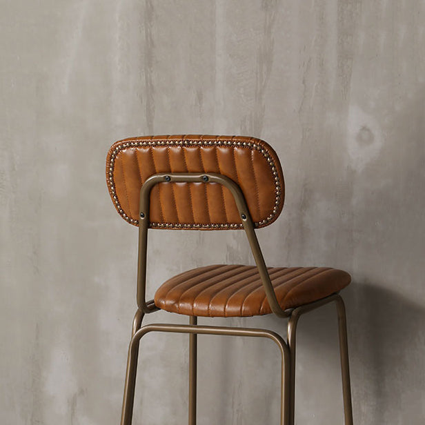 Industrial Leather Metal Counter Stools Low Back Bar Stools with 4 Legs