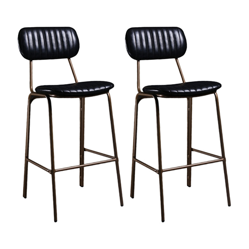 Industrial Leather Metal Counter Stools Low Back Bar Stools with 4 Legs