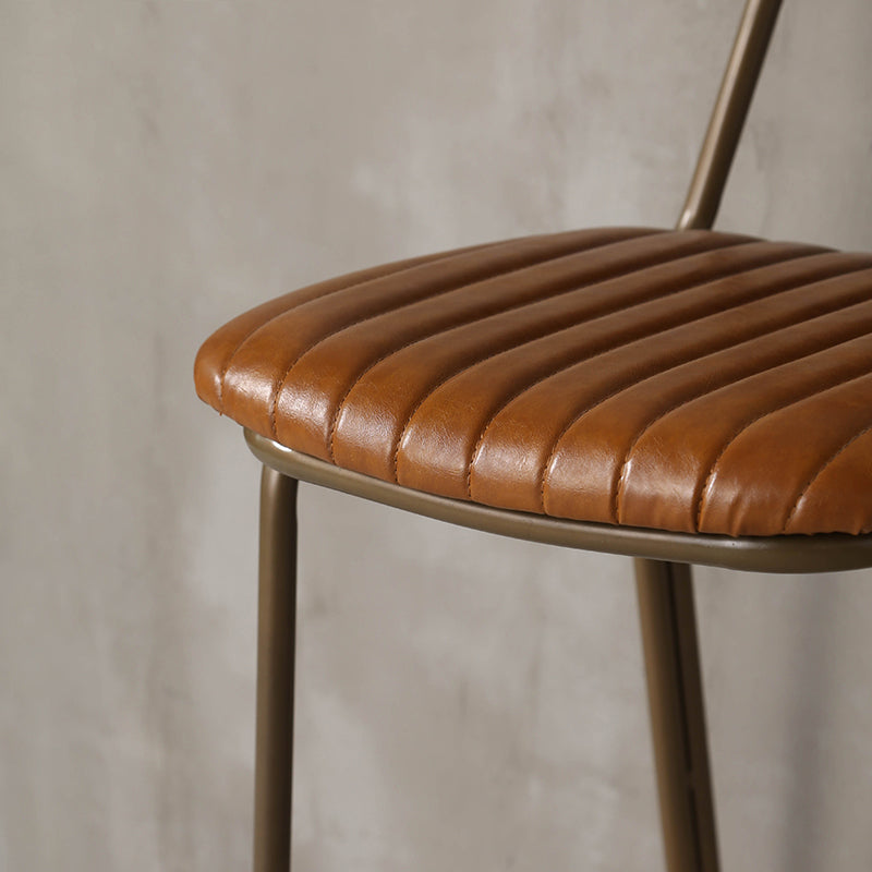 Industrial Leather Metal Counter Stools Low Back Bar Stools with 4 Legs