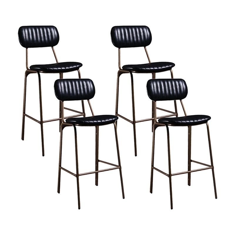 Industrial Leather Metal Counter Stools Low Back Bar Stools with 4 Legs