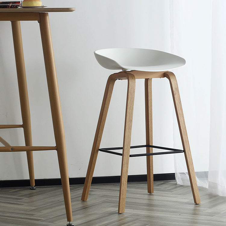 Taburetes contadores simples contemporáneos taburete de bar de madera interior con patas de 30 pulgadas con asiento de plástico