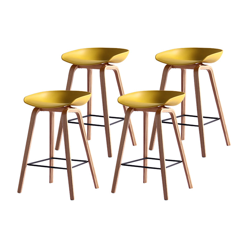 Taburetes contadores simples contemporáneos taburete de bar de madera interior con patas de 30 pulgadas con asiento de plástico