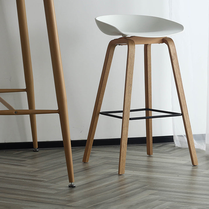 Taburetes contadores simples contemporáneos taburete de bar de madera interior con patas de 30 pulgadas con asiento de plástico