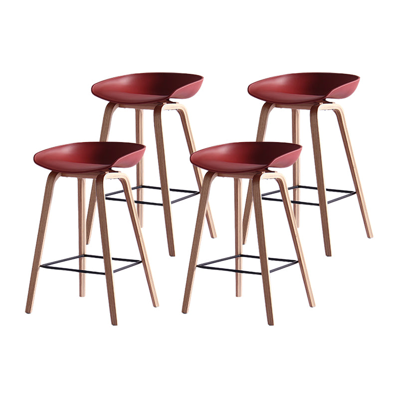 Taburetes contadores simples contemporáneos taburete de bar de madera interior con patas de 30 pulgadas con asiento de plástico