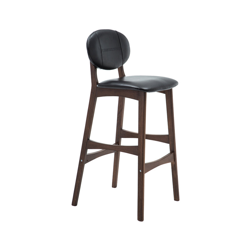 Taburete de bar nórdico de madera con respaldo bajo, taburete alto para interiores de 30 pulgadas de alto con tapizado para comedor