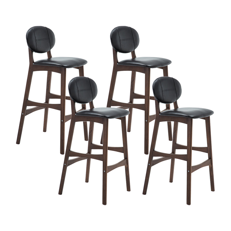 Taburete de bar nórdico de madera con respaldo bajo, taburete alto para interiores de 30 pulgadas de alto con tapizado para comedor