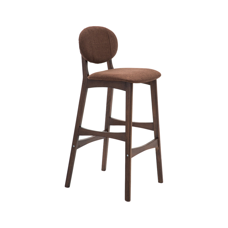 Taburete de bar nórdico de madera con respaldo bajo, taburete alto para interiores de 30 pulgadas de alto con tapizado para comedor