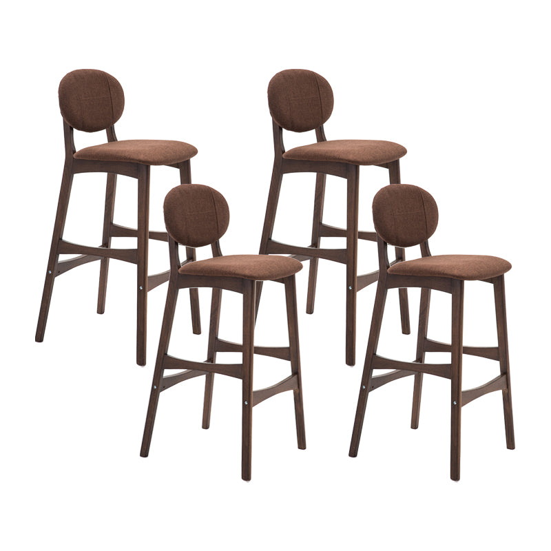 Taburete de bar nórdico de madera con respaldo bajo, taburete alto para interiores de 30 pulgadas de alto con tapizado para comedor