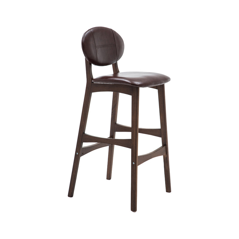 Taburete de bar nórdico de madera con respaldo bajo, taburete alto para interiores de 30 pulgadas de alto con tapizado para comedor