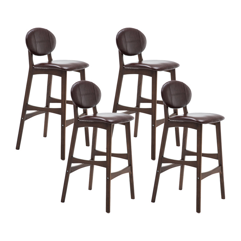 Taburete de bar nórdico de madera con respaldo bajo, taburete alto para interiores de 30 pulgadas de alto con tapizado para comedor