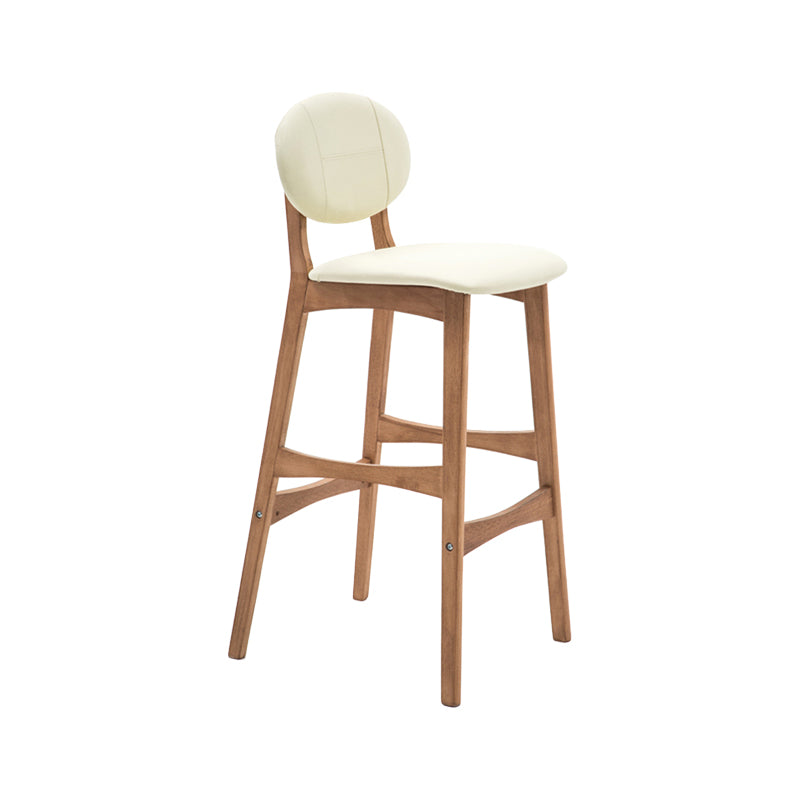 Taburete de bar nórdico de madera con respaldo bajo, taburete alto para interiores de 30 pulgadas de alto con tapizado para comedor