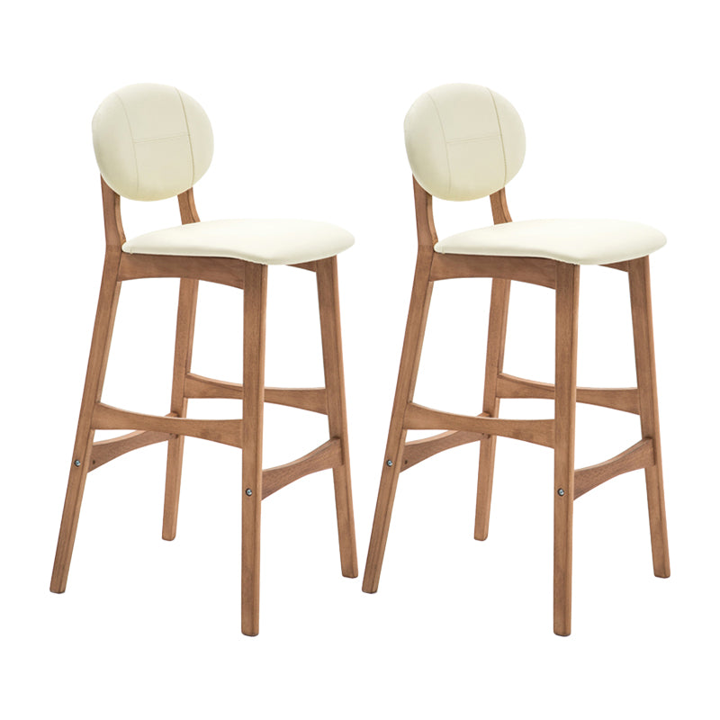 Taburete de bar nórdico de madera con respaldo bajo, taburete alto para interiores de 30 pulgadas de alto con tapizado para comedor