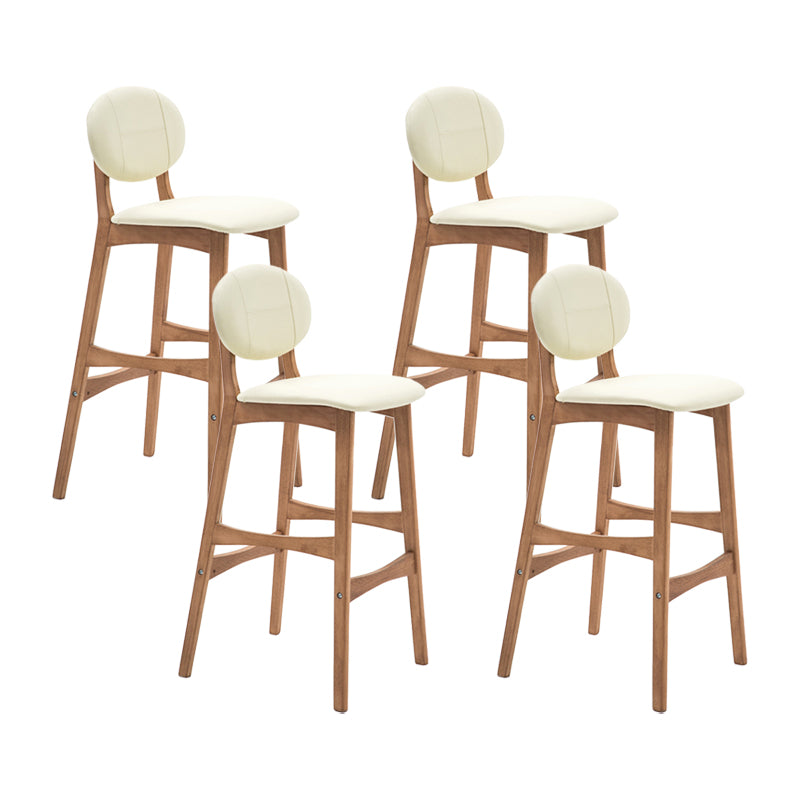 Taburete de bar nórdico de madera con respaldo bajo, taburete alto para interiores de 30 pulgadas de alto con tapizado para comedor