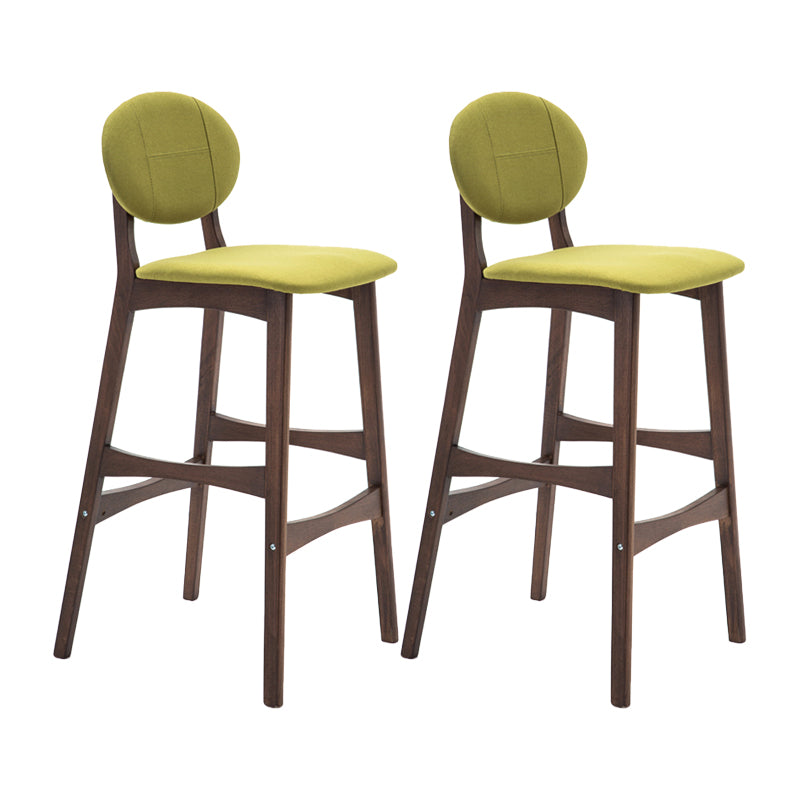 Taburete de bar nórdico de madera con respaldo bajo, taburete alto para interiores de 30 pulgadas de alto con tapizado para comedor