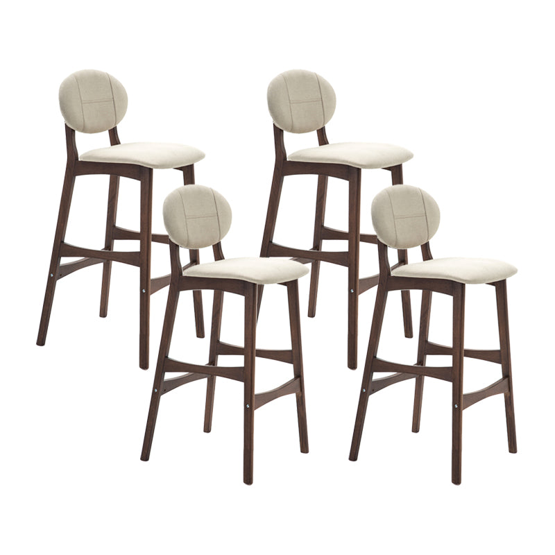 Taburete de bar nórdico de madera con respaldo bajo, taburete alto para interiores de 30 pulgadas de alto con tapizado para comedor