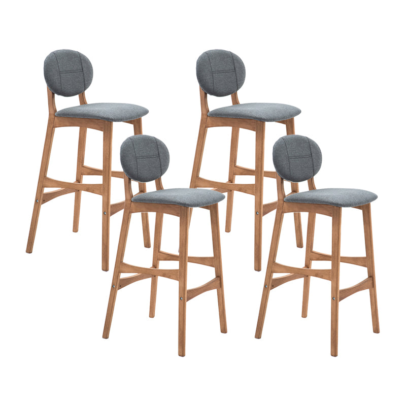 Taburete de bar nórdico de madera con respaldo bajo, taburete alto para interiores de 30 pulgadas de alto con tapizado para comedor