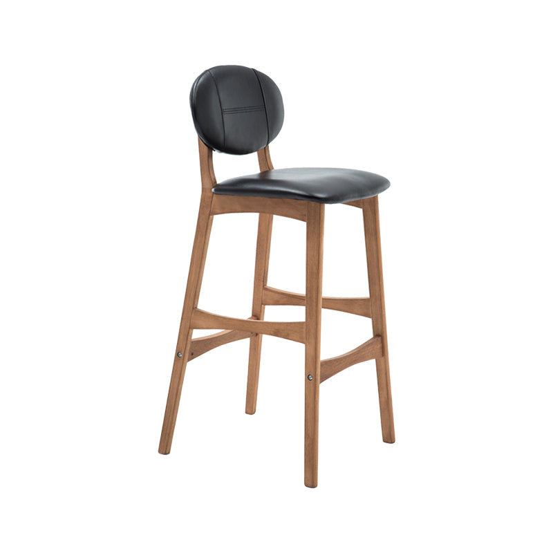 Taburete de bar nórdico de madera con respaldo bajo, taburete alto para interiores de 30 pulgadas de alto con tapizado para comedor
