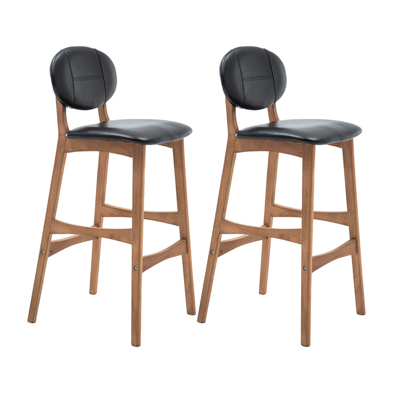 Taburete de bar nórdico de madera con respaldo bajo, taburete alto para interiores de 30 pulgadas de alto con tapizado para comedor