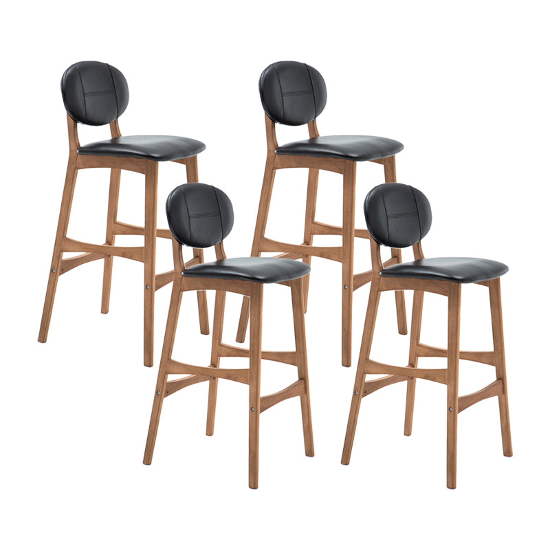 Taburete de bar nórdico de madera con respaldo bajo, taburete alto para interiores de 30 pulgadas de alto con tapizado para comedor